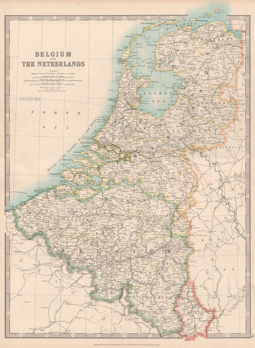 BENELUX. Shows 1815 Battlefields. Belgium & Netherlands. JOHNSTON 1912 old map