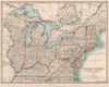 NORTH EASTERN UNITED STATES. Great Lakes. MidWest. USA. JOHNSTON 1912 old map