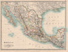 MEXICO showing states. Guatemala & British Honduras. JOHNSTON 1912 old map