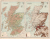 SCOTLAND. Land surface features moorland &c Population density 1911 1912 map