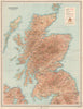 Antique Scotland Motoring Road map showing garages, hotels & inns. LARGE 1912
