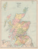 Scotland Railways, coach roads, canals & bus routes. Counties. LARGE 1912 map