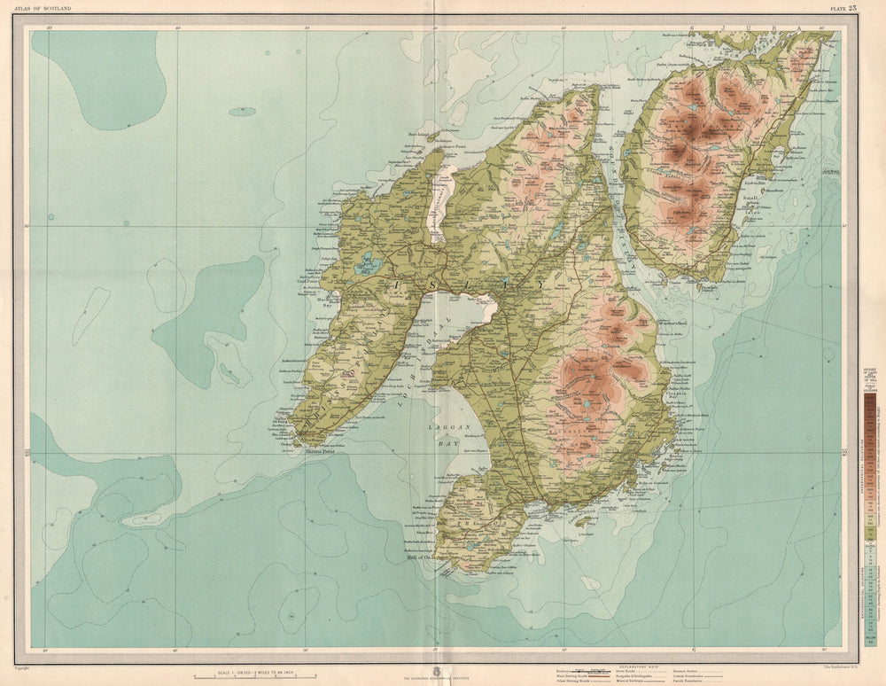 ISLAY/JURA WHISKY REGION Laphroaig Lagavulin Ardbeg distilleries. LARGE 1912 map