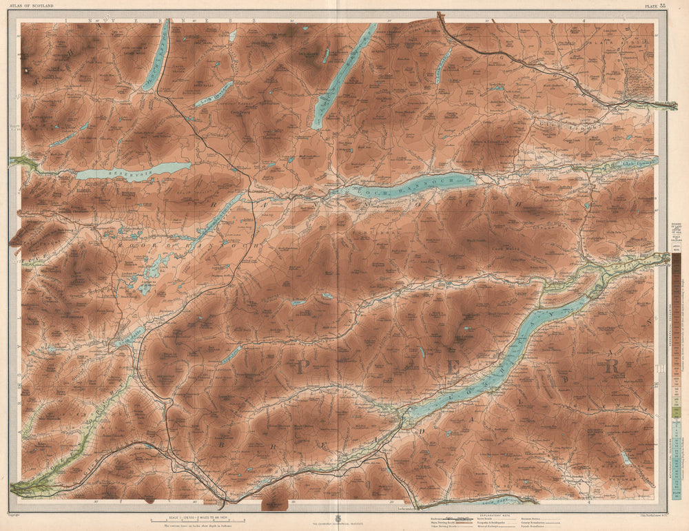PERTHSHIRE. Loch Tay Loch Rannoch Glen Lyon Dalmally Aberfeldy. LARGE 1912 map