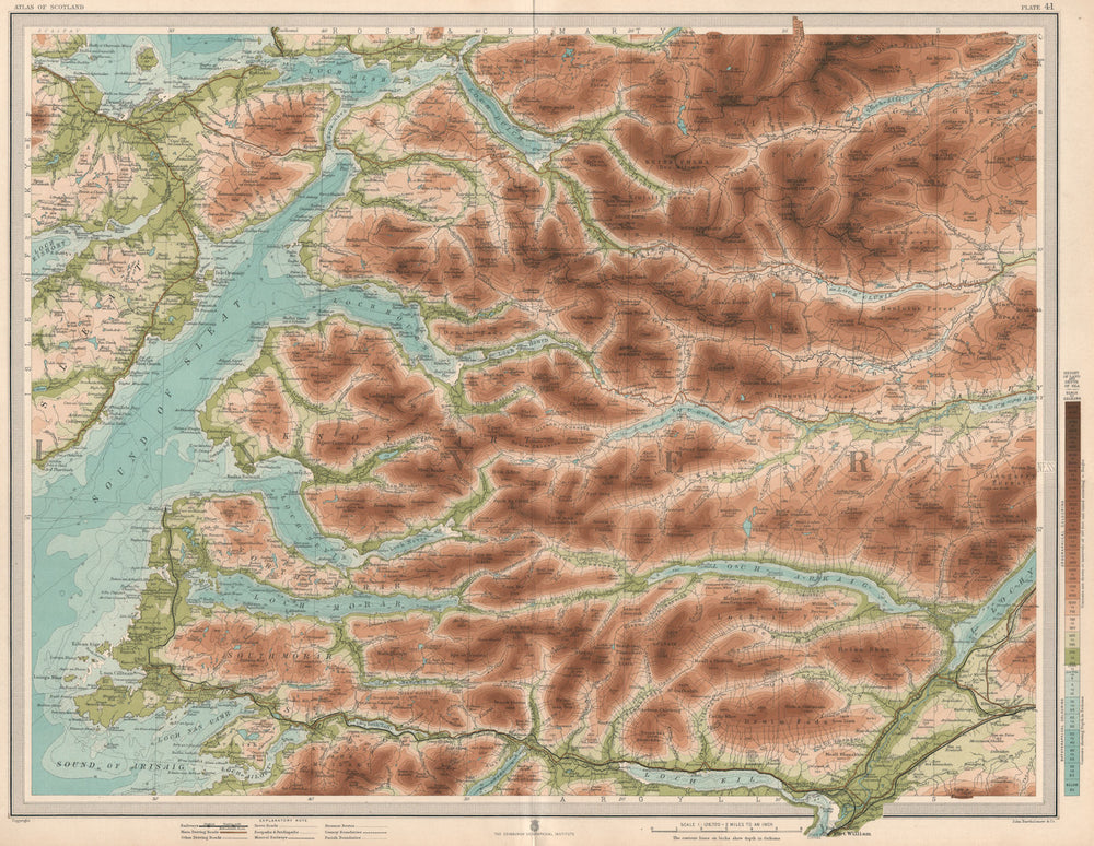 SCOTTISH HIGHLANDS. Invernessshire Fort William Sound of Sleat. LARGE 1912 map