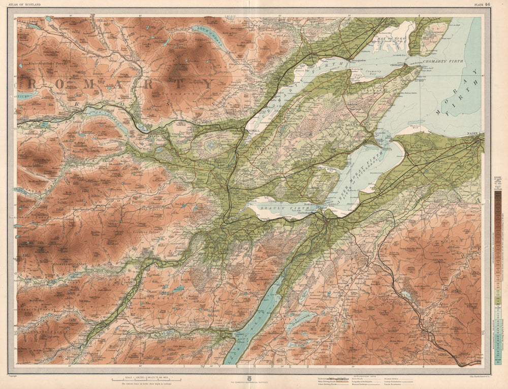 MORAY FIRTH Dingwall Invernessshire Cromarty Firth Nairn Glen Ord LARGE 1912 map