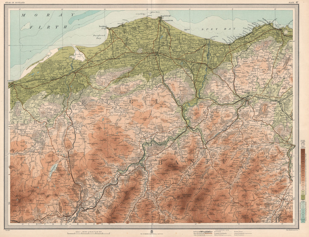 SPEYSIDE WHISKY REGION. Elgin Rothes Grantown Keith Dufftown. LARGE 1912 map