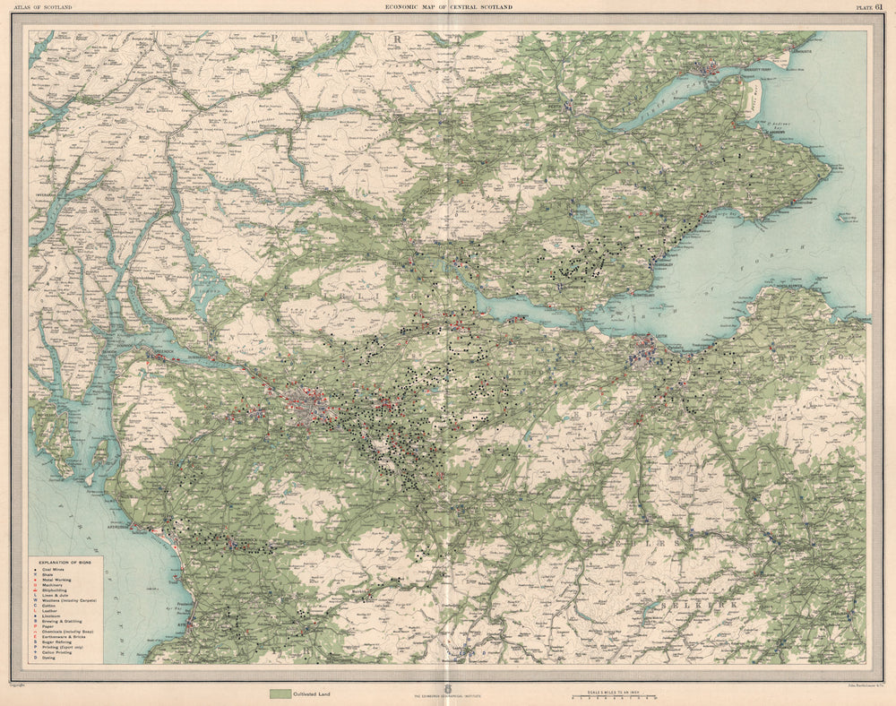 CENTRAL SCOTLAND COMMERCIAL. Coal Shipbuilding Brewing Engineering &c 1912 map
