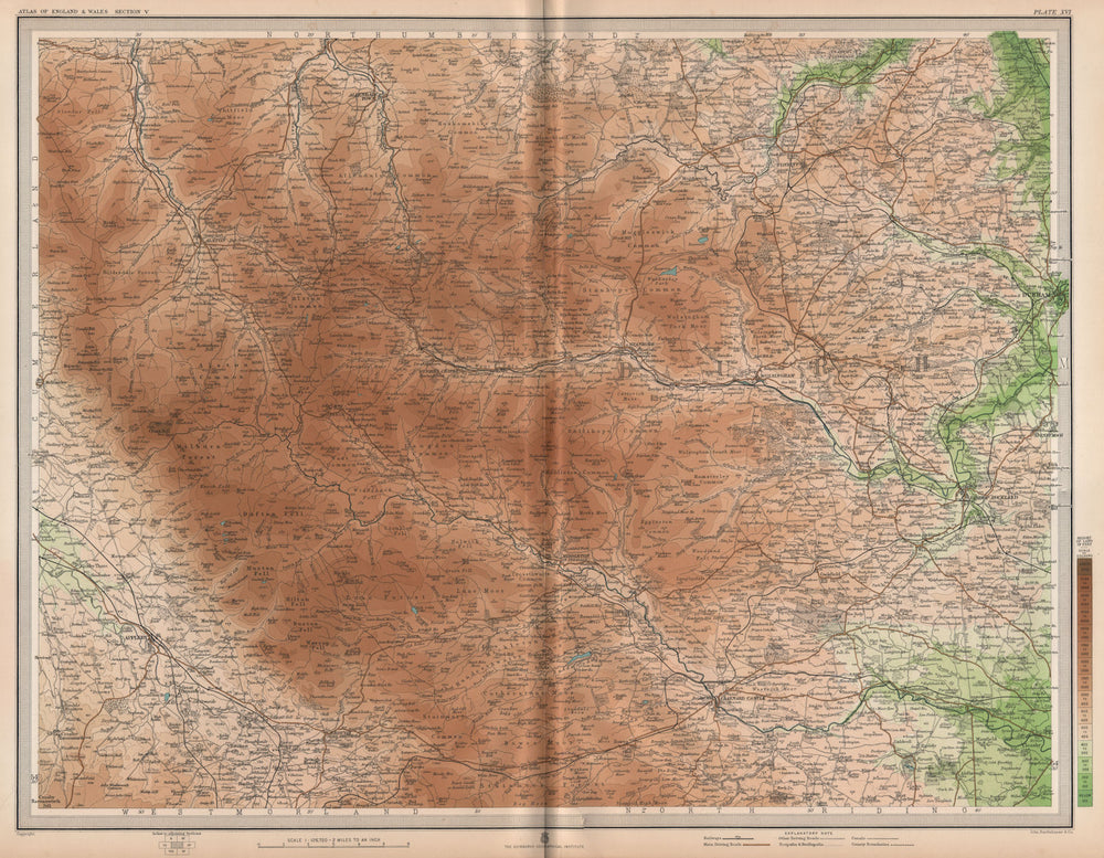 NORTH PENNINES. Durham Appleby Consett Darlington Barnard Castle. LARGE 1903 map