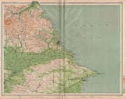 YORKSHIRE COAST. Scarborough Whitby Filey Bridlington Pickering. LARGE 1903 map