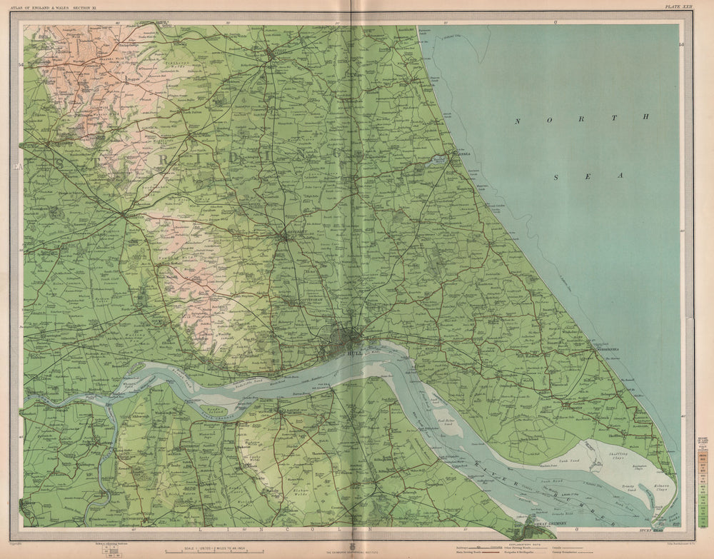 HUMBER ESTUARY. Hull Beverley. Shows ferry. Yorkshire Lincolnshire 1903 map