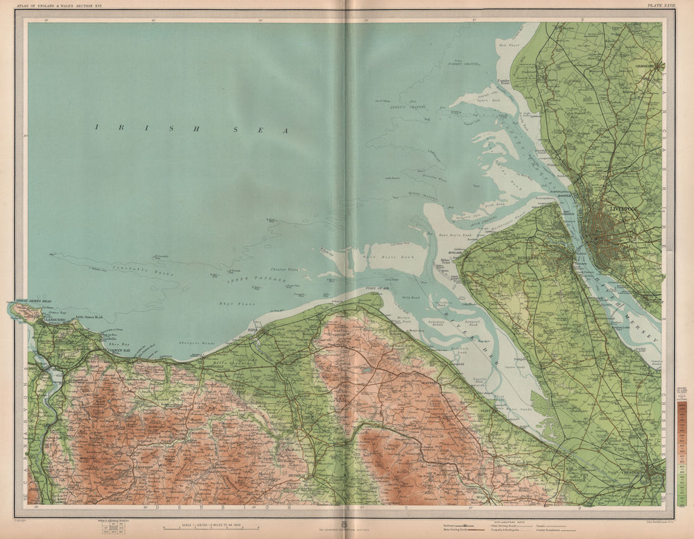MERSEYSIDE DEESSIDE. Liverpool Chester Rhyl Wirral Birkenhead Denbigh 1903 map