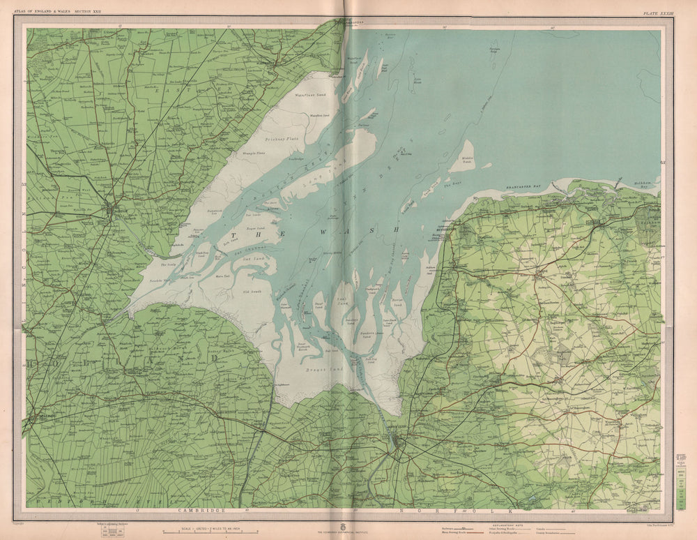THE WASH. Boston King's Lynn Hunstanton Wainfleet. Lincs Norfolk. LARGE 1903 map