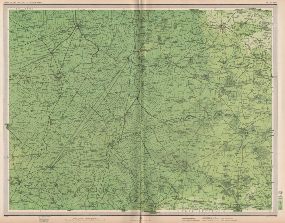 THE FENS. Cambridgeshire Isle of Ely Thetford Swaffham East Anglia 1903 map