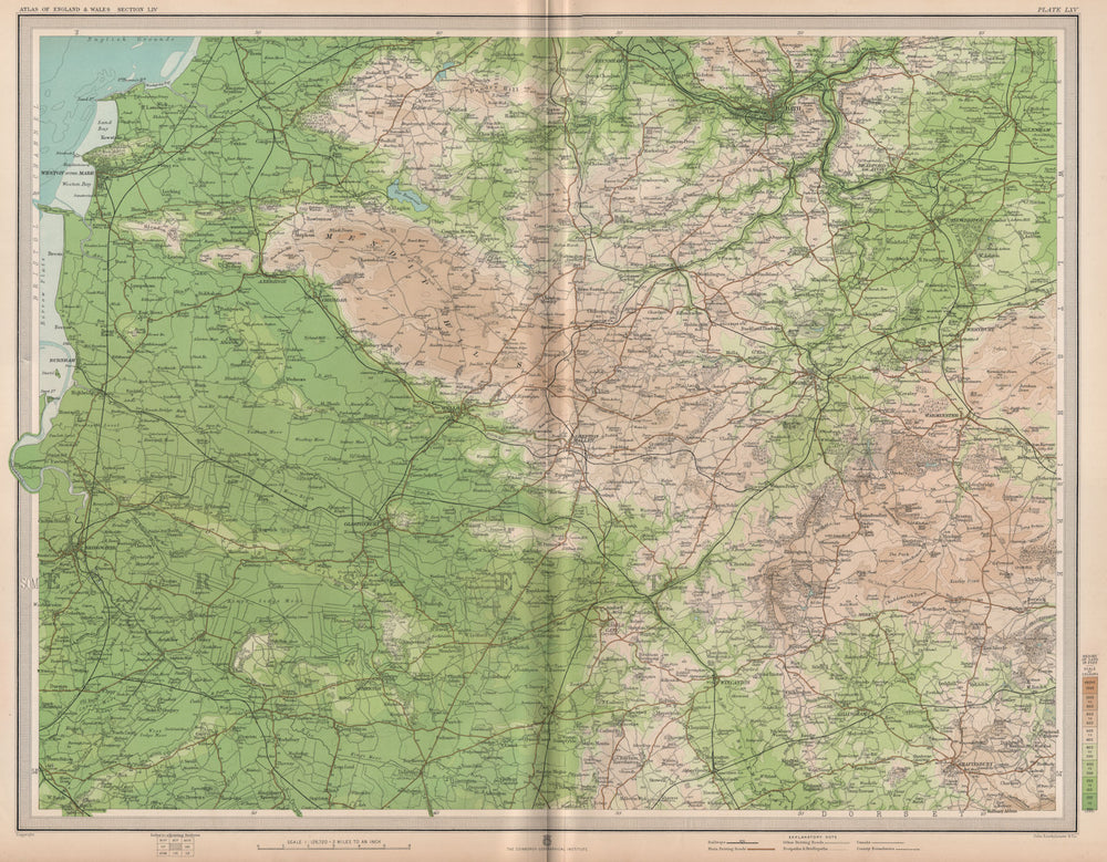 EAST SOMERSET. Bath Wells Mendip Hills Weston-super-Mare. LARGE 1903 old map