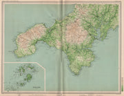 CORNWALL. Land's End Falmouth Scilly Isles Truro St Ives Redruth. LARGE 1903 map