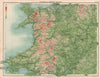 WALES RELIEF. Snowdonia Brecon Beacons Shropshire Hills Cambrian Mtns 1898 map
