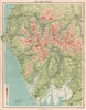 THE LAKE DISTRICT relief. Windermere Ullswater Ambleside Keswick Kendal 1898 map