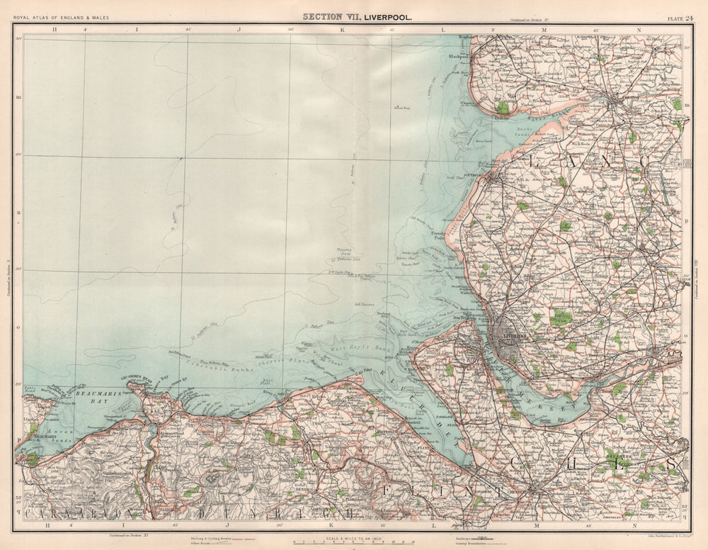 LIVERPOOL BAY. Merseyside Deeside Ribble Conway Wirral Lytham St Anne's 1898 map