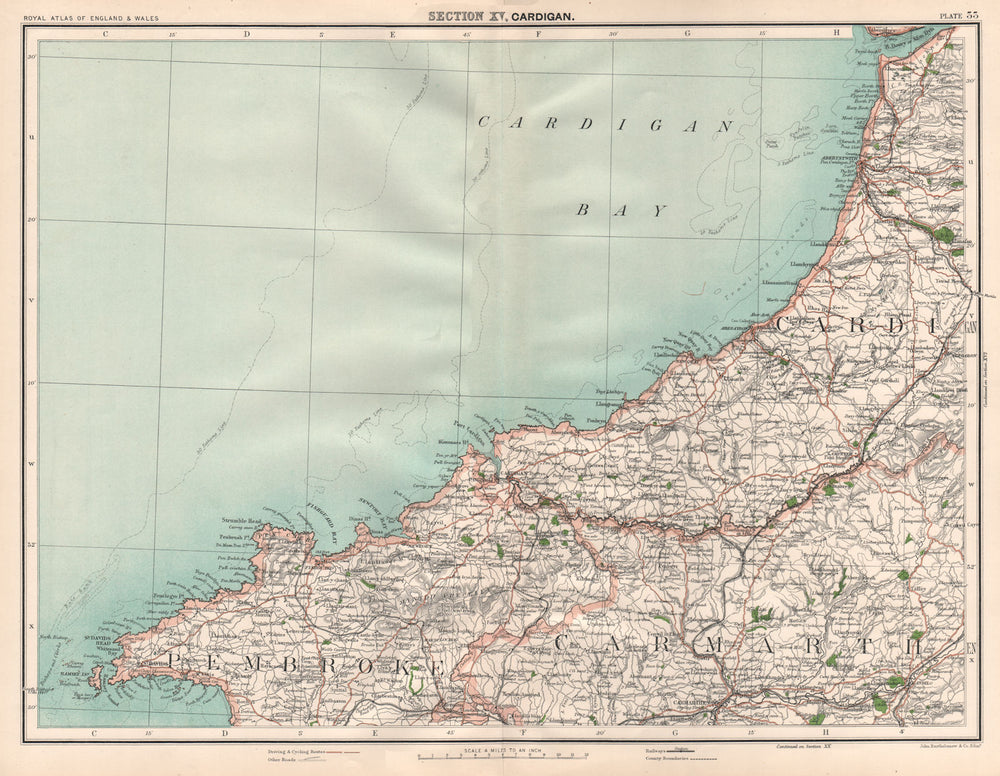 CARDIGAN BAY SOUTH Pembrokeshire coast Aberystwyth Aberdovey St David's 1898 map