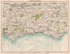 SOUTH DOWNS. Brighton Sussex Chichester Havant Guildford Reigate Lewes 1898 map