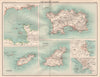 CHANNEL ISLANDS. Jersey Alderney Guernsey St. Peter Port St. Helier 1898 map