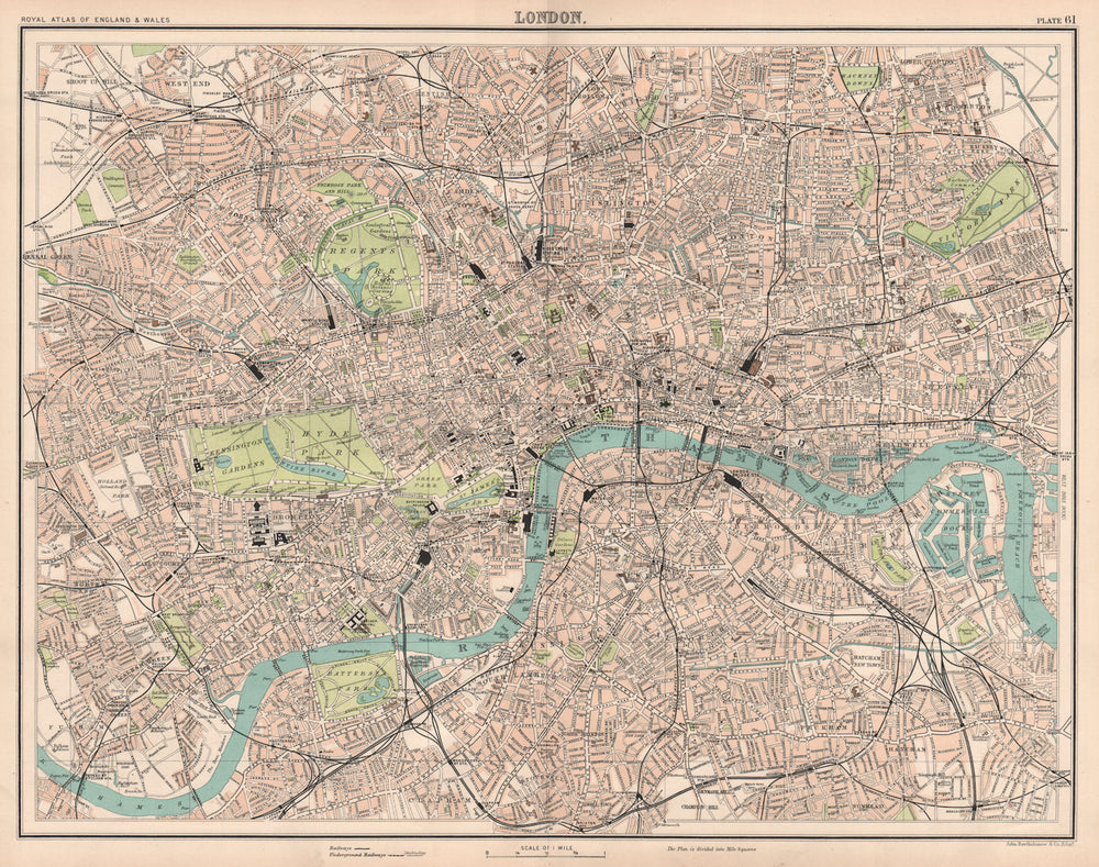 LONDON antique town city plan. BARTHOLOMEW 1898 old map chart