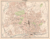 NOTTINGHAM antique town city plan. BARTHOLOMEW 1898 old map chart