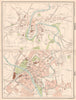 DURHAM & YORK antique town city plans. BARTHOLOMEW 1898 old map chart