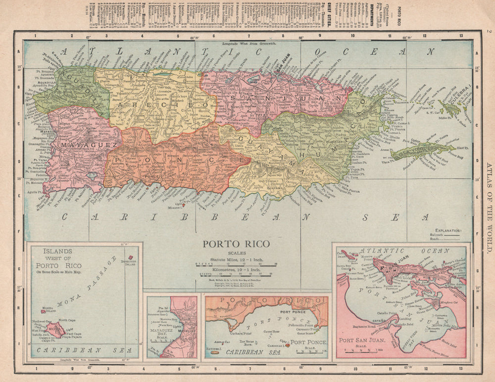 PUERTO RICO. Inset Port San Juan. RAND MCNALLY 1912 old antique map plan chart