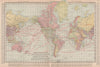 World showing steamship routes & distances. RAND MCNALLY 1912 old antique map