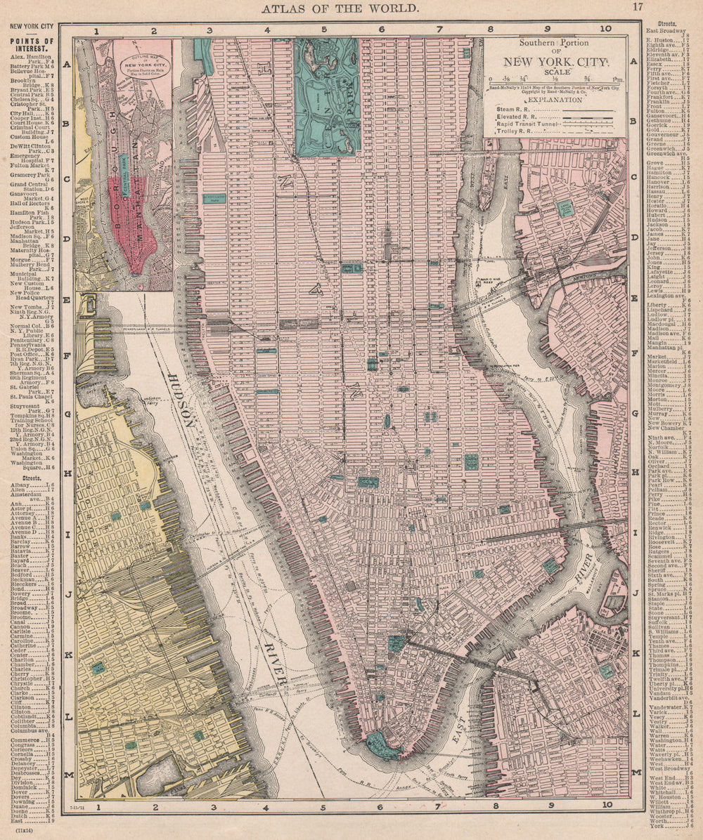 Manhattan. New York City town city map plan. RAND MCNALLY 1912 old antique