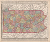 Pennsylvania state map showing counties. RAND MCNALLY 1912 old antique
