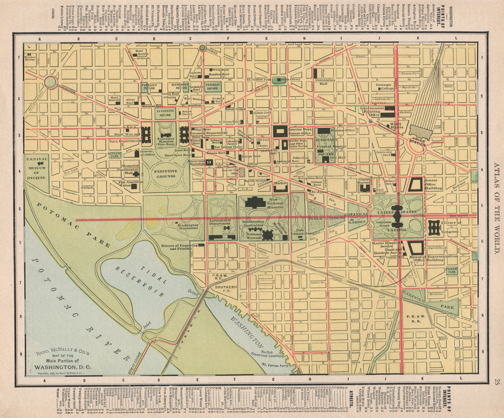 Washington D.C. town city map plan. Washington DC. RAND MCNALLY 1912 old
