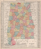 Alabama state map showing counties. RAND MCNALLY 1912 old antique chart