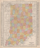 Indiana state map showing counties. RAND MCNALLY 1912 old antique chart