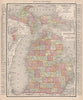 Michigan state map showing counties. RAND MCNALLY 1912 old antique chart