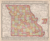 Missouri state map showing counties. RAND MCNALLY 1912 old antique chart