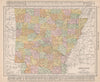 Arkansas state map showing counties. RAND MCNALLY 1912 old antique chart