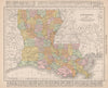 Louisiana state map showing parishes. RAND MCNALLY 1912 old antique chart