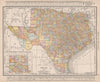 Texas state map showing counties. RAND MCNALLY 1912 old antique plan chart