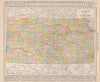 Kansas state map showing counties. RAND MCNALLY 1912 old antique chart