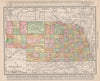 Nebraska state map showing counties. RAND MCNALLY 1912 old antique chart