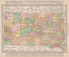 South Dakota state map showing counties. RAND MCNALLY 1912 old antique