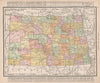 North Dakota state map showing counties. RAND MCNALLY 1912 old antique