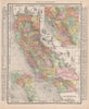 California state map. Southern CA & Bay Area insets. RAND MCNALLY 1912 old