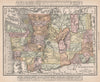Washington State state map showing counties. RAND MCNALLY 1912 old antique