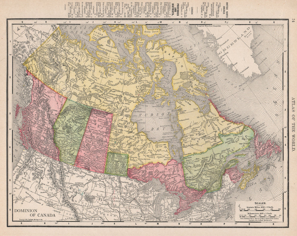 Dominion of Canada. Manitoba pre-1912 expansion. RAND MCNALLY 1912 old map