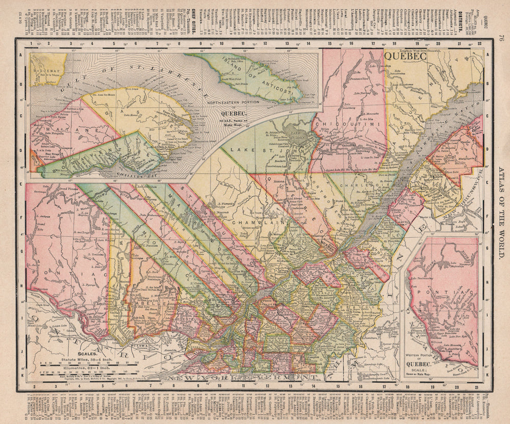 Quebec. Québec. Canada. RAND MCNALLY 1912 old antique vintage map plan chart
