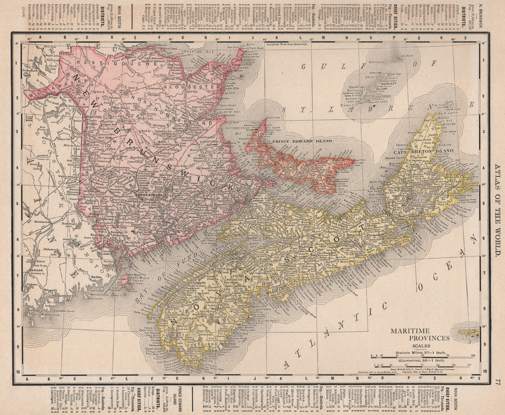 Maritime Provinces. Nova Scotia PEI New Brunswick. Canada. RAND MCNALLY 1912 map